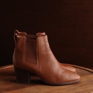 Madewell Boots Womens SZ 9 Brown The Regan Leather Ankle Pull On Heeled Casual